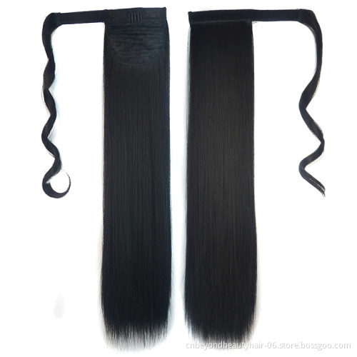 Straight Ponytail Extensions 24 Inch Long Wrap Around Synthetic Hair Piece Clip in Ponytail Hair Extensions Hairpiece for Women